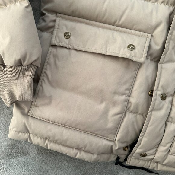 Vintage Eddie Bauer Down Filled Puffer Coat Tan Men's LARGE *no hood* USA Made - Picture 3 of 7